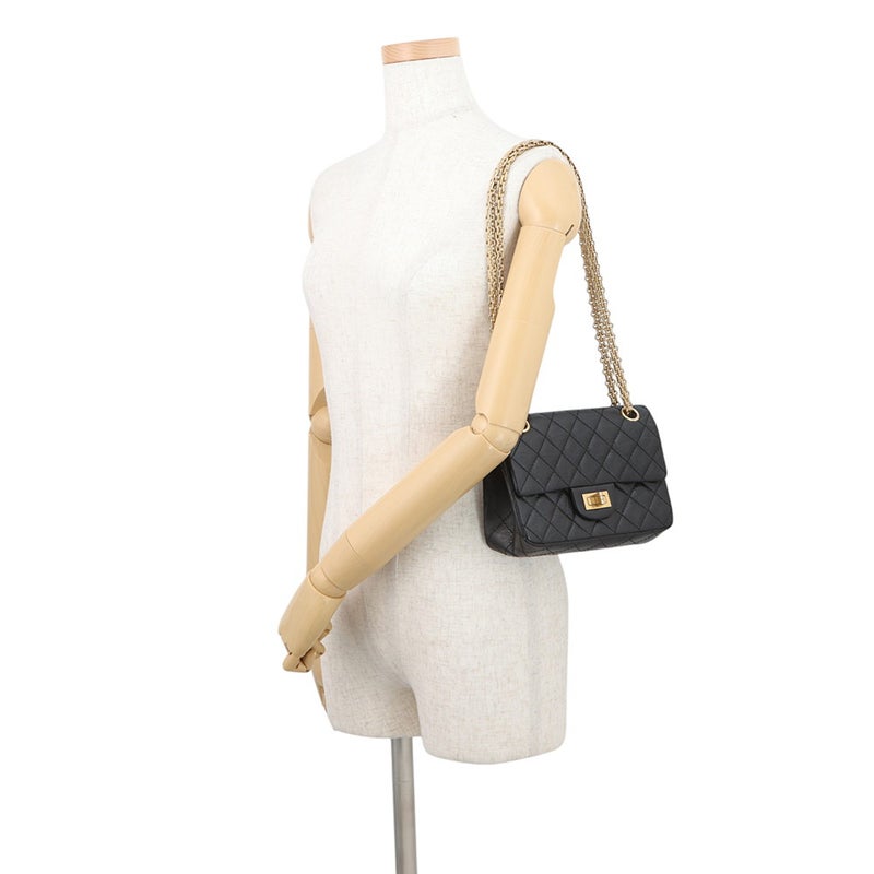 シャネル チェーンショルダーバッグ マトラッセ 2.55 ミニ エイジドカーフレザー AS0874 CHANEL 黒