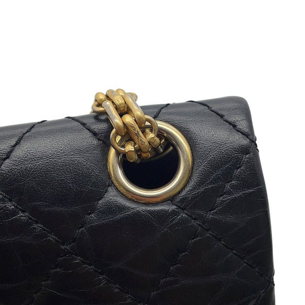 シャネル チェーンショルダーバッグ マトラッセ 2.55 ミニ エイジドカーフレザー AS0874 CHANEL 黒
