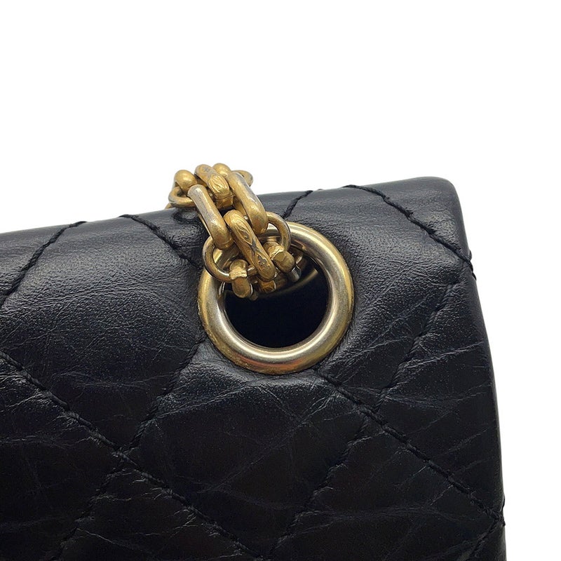シャネル チェーンショルダーバッグ マトラッセ 2.55 ミニ エイジドカーフレザー AS0874 CHANEL 黒