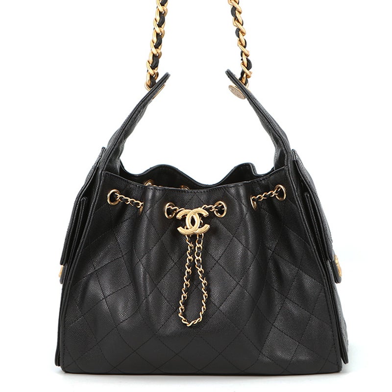 シャネル チェーンショルダーバッグ ココマーク CHANEL25 スモール キャビアスキン AS5293 CHANEL バッグ 黒