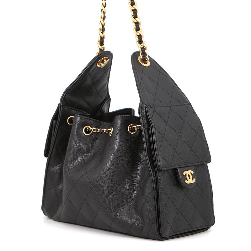 シャネル チェーンショルダーバッグ ココマーク CHANEL25 スモール キャビアスキン AS5293 CHANEL バッグ 黒
