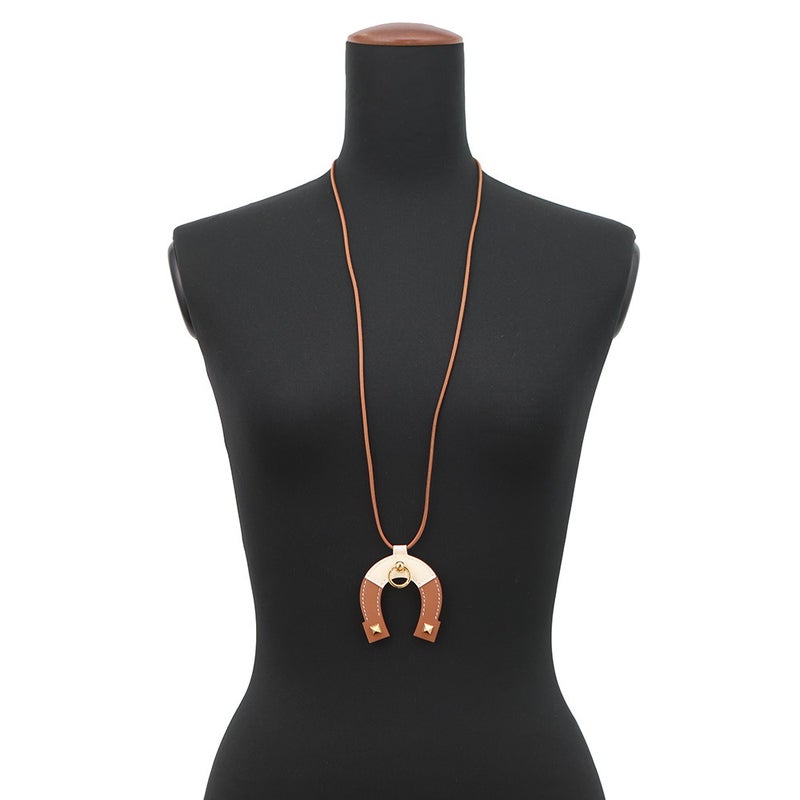 エルメス ネックレス ジョケット ラージモデル ゴールド/ナタ/ゴールド金具 スイフト K刻印 HERMES アクセサリー