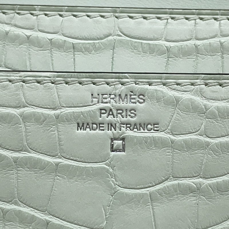 エルメス 長財布 コンスタンス トゥーゴー ロング ヴェールペパーミント/シルバー金具 アリゲーターマット K刻印 財布