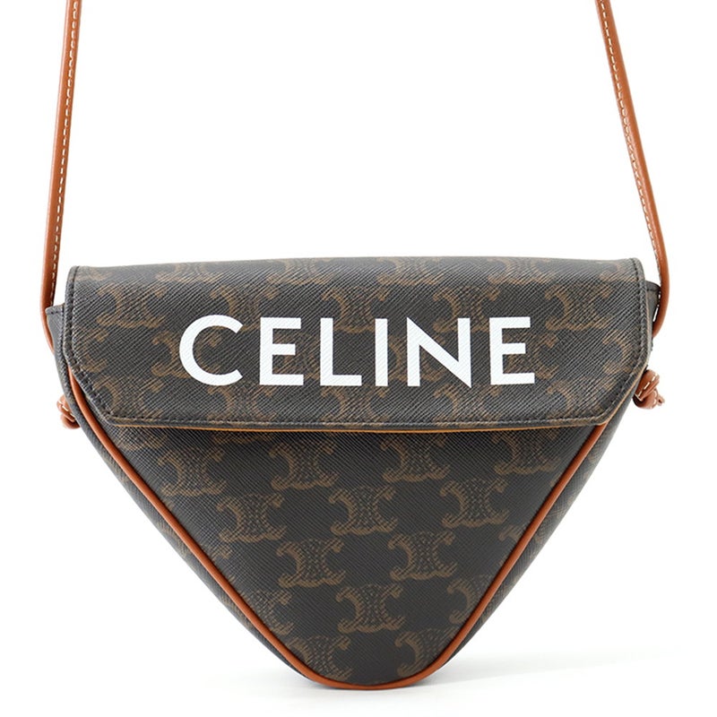 セリーヌ ショルダーバッグ トリオンフ トライアングルバッグ PVC レザー 195902 CELINE ブラウン