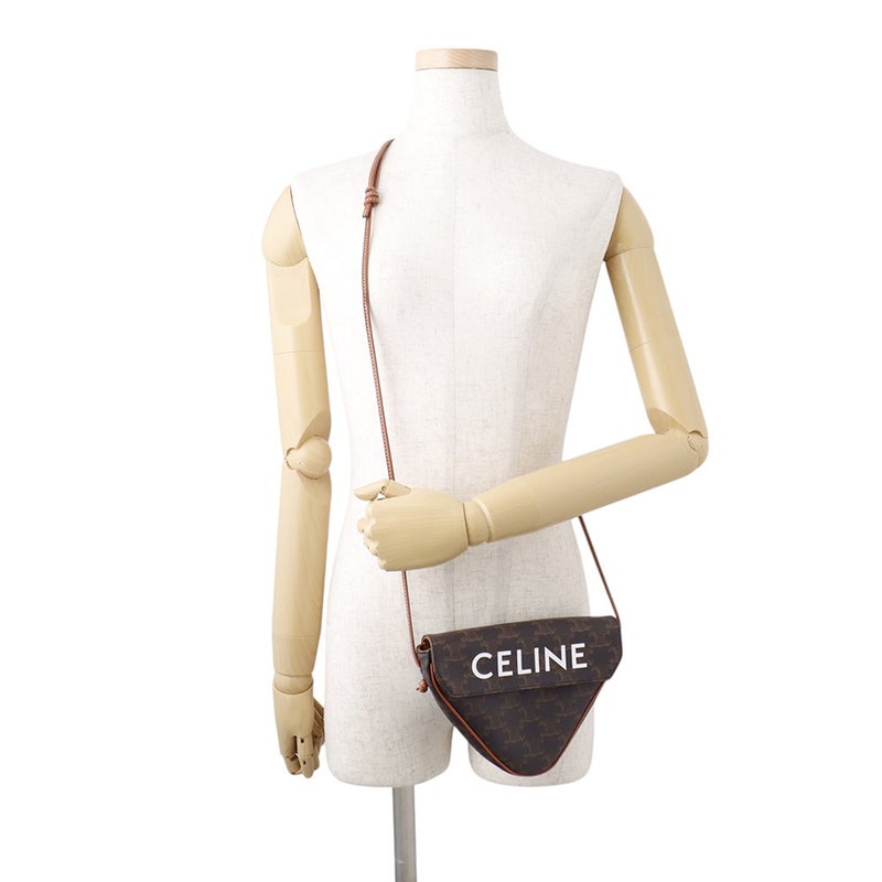 セリーヌ ショルダーバッグ トリオンフ トライアングルバッグ PVC レザー 195902 CELINE ブラウン