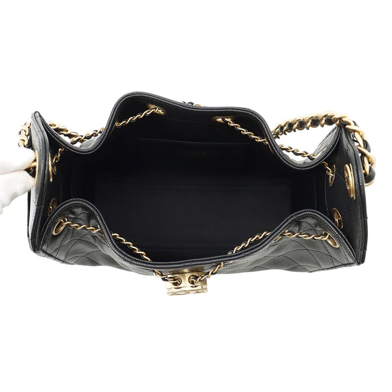 シャネル チェーンショルダーバッグ CHANEL25 ミニ ココマーク ワンショルダー キャビアスキン AS5631 CHANEL 黒