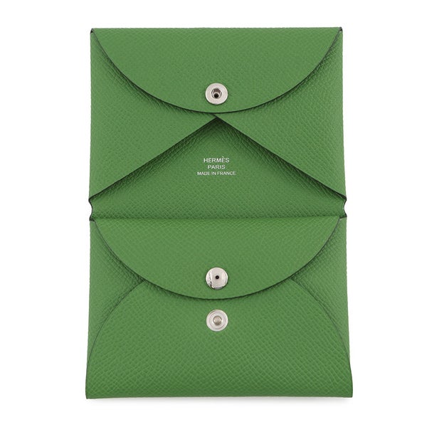 エルメス コインケース カルヴィ デュオ ヴェールユッカ/シルバー金具 エプソン G刻印 HERMES 財布