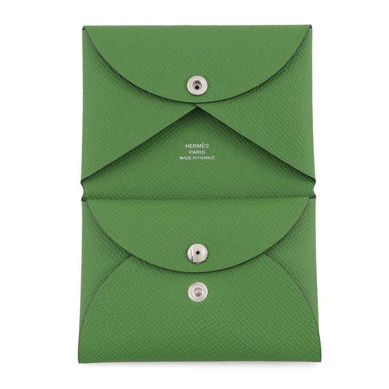 エルメス コインケース カルヴィ デュオ ヴェールユッカ/シルバー金具 エプソン G刻印 HERMES 財布