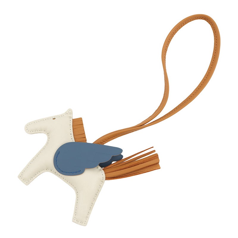 エルメス バッグチャーム ロデオPM ペガサス クレ/セサミ/ブルートンペット ラムスキン G刻印 HERMES