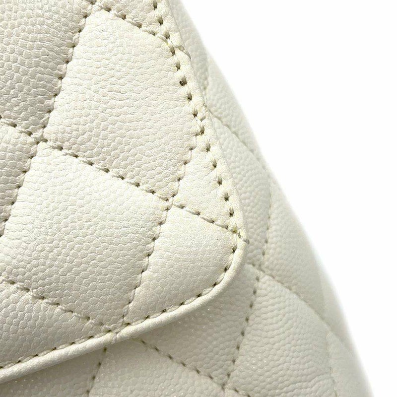 シャネル ハンドバッグ マトラッセ ココマーク トップハンドル フラップ キャビアスキン A92991 2way 白