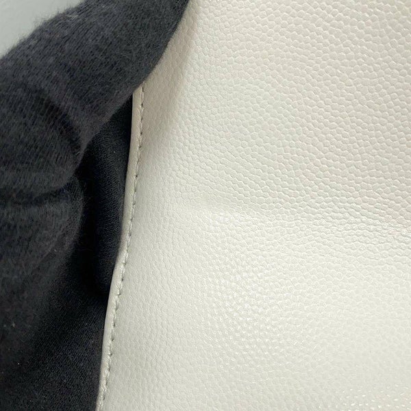 シャネル ハンドバッグ マトラッセ ココマーク トップハンドル フラップ キャビアスキン A92991 2way 白