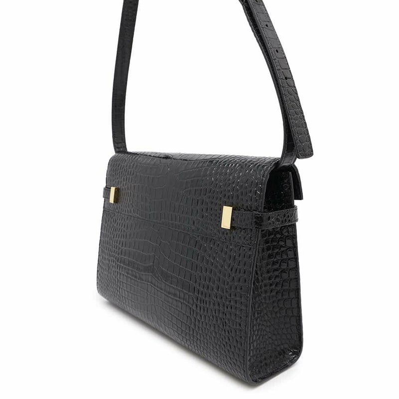 サンローランパリ ショルダーバッグ マンハッタン ミディアム 型押しレザー 579271 SAINT LAURENT PARIS 黒