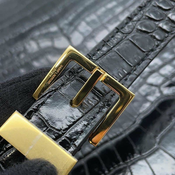 サンローランパリ ショルダーバッグ マンハッタン ミディアム 型押しレザー 579271 SAINT LAURENT PARIS 黒