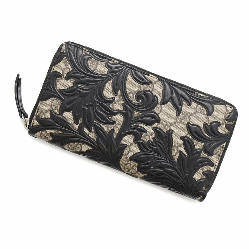 グッチ 長財布 GGスプリーム アラベスク 410102 GUCCI ラウンドファスナー 財布 黒