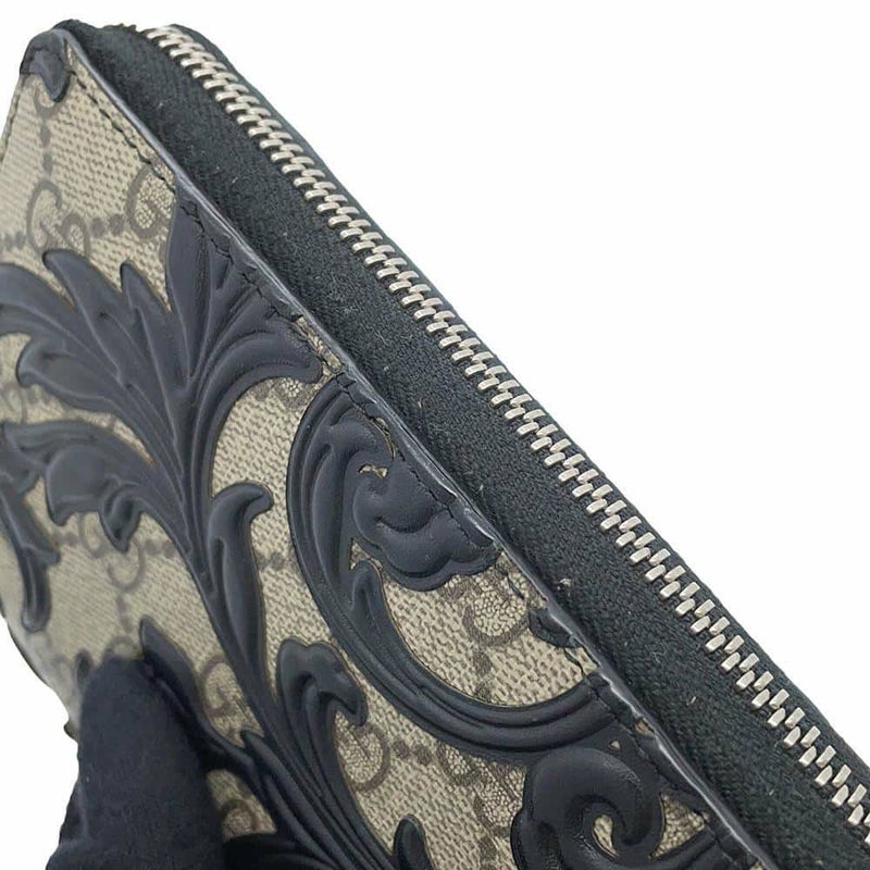 グッチ 長財布 GGスプリーム アラベスク 410102 GUCCI ラウンドファスナー 財布 黒