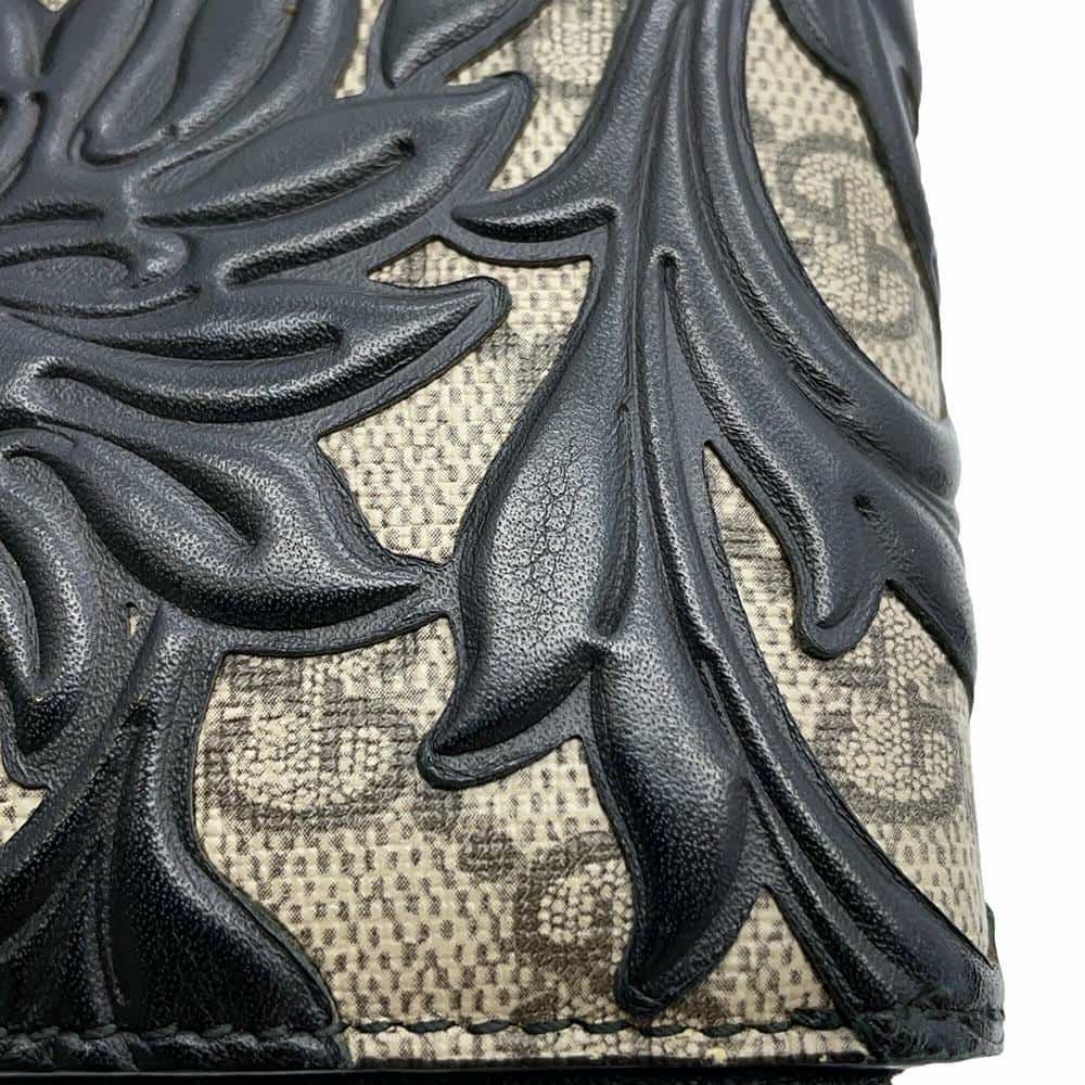 ★SALE【5md5081】グッチ 長財布 GGスプリーム アラベスク 410102 PVC レザー ブラック ブラウン シルバー金具【中古】メンズ レディース ユニセックス グッチ 長財布 GGスプリーム アラベスク 410102 GUCCI ラウンド
