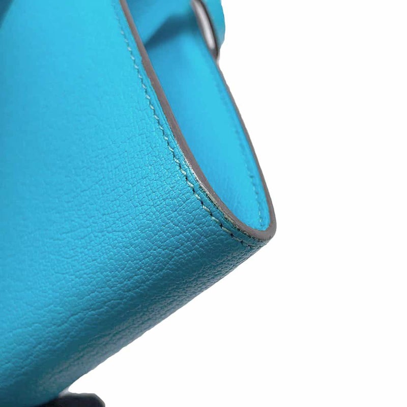 エルメス 長財布 ケリーウォレット ロング ブルーアズテック/シルバー金具 シェブルミゾル □R刻印 財布 シェーブル