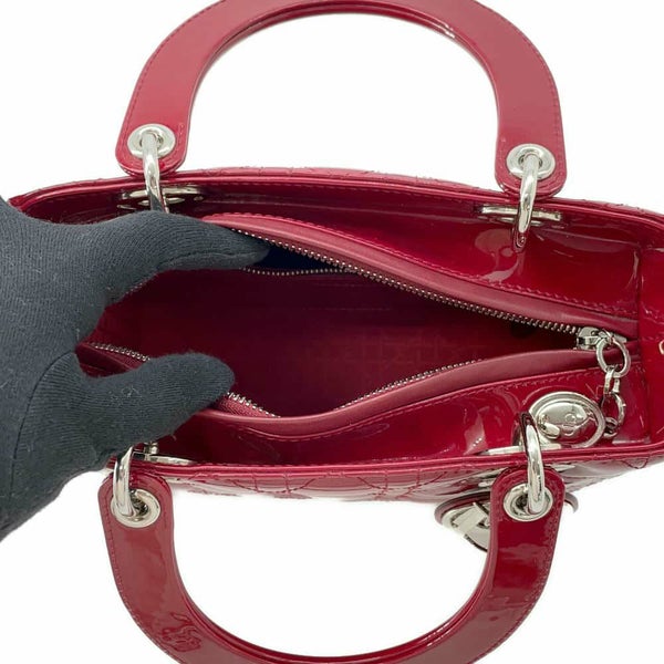 ディオール ハンドバッグ レディディオール カナージュ ミディアム パテント VRB44551 2way