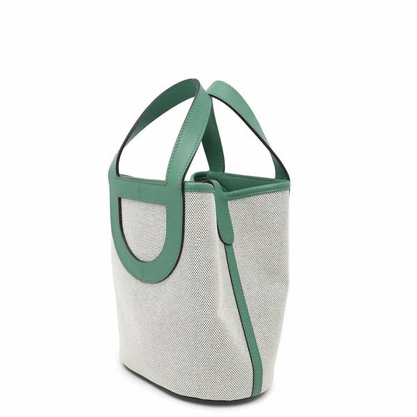 エルメス トートバッグ インザループ 18 ヴェールヴェルティゴ/ホワイト/ブラック/シルバー金具 トワルアッシュ/スイフト W刻印