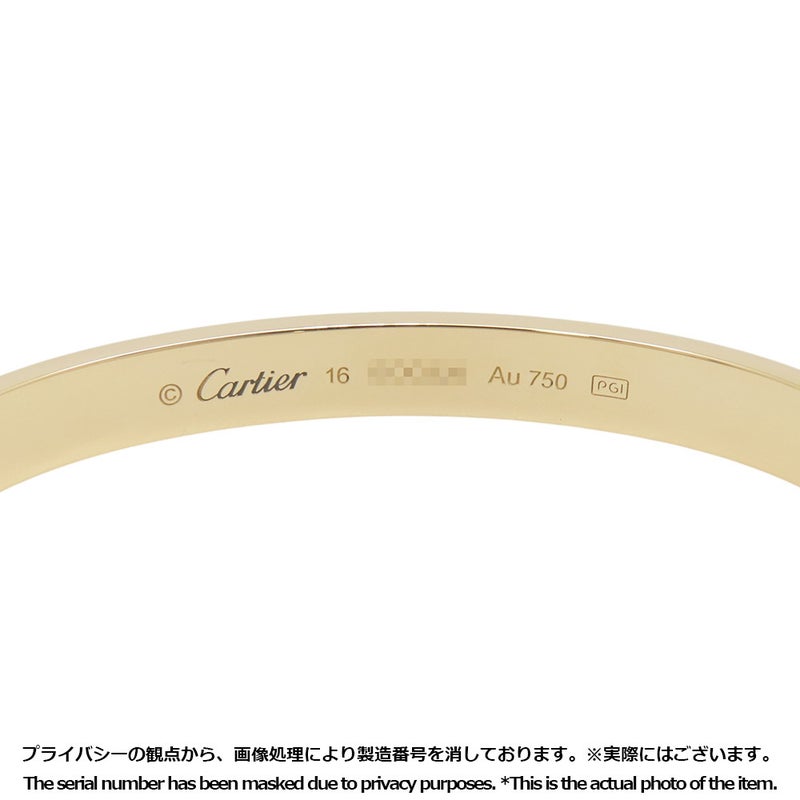 カルティエ ブレスレット ラブブレス クラシック K18YGイエローゴールド サイズ16 B6035516 LOVEブレスレット バングル