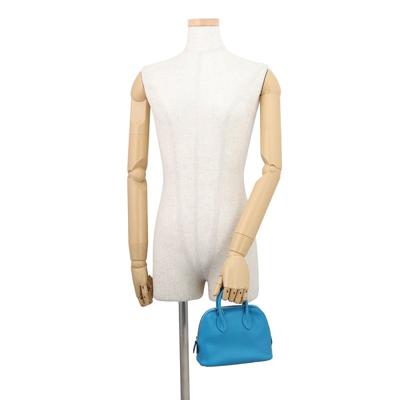 エルメス ボリード1923 ミニ ブルーザンジバル/シルバー金具 エバーカラー W刻印 HERMES ２wayショルダー
