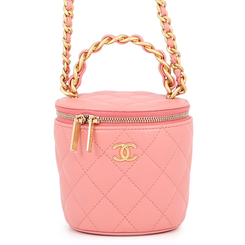 シャネル チェーンショルダーバッグ ココマーク マトラッセ バニティ トップハンドル ラムスキン CHANEL