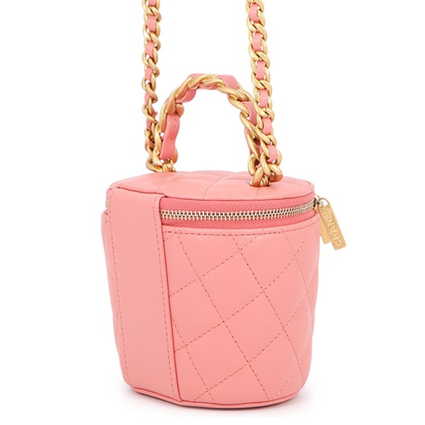 シャネル チェーンショルダーバッグ ココマーク マトラッセ バニティ トップハンドル ラムスキン CHANEL