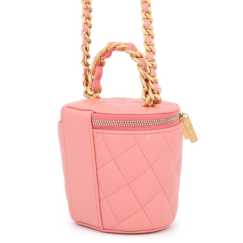 シャネル チェーンショルダーバッグ ココマーク マトラッセ バニティ トップハンドル ラムスキン CHANEL