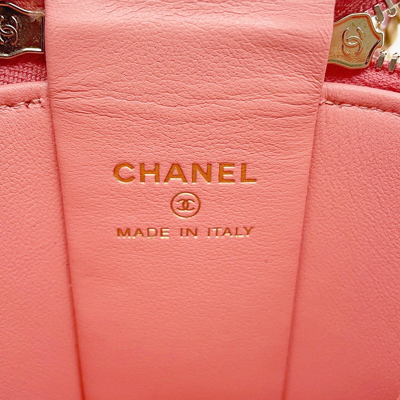 シャネル チェーンショルダーバッグ ココマーク マトラッセ バニティ トップハンドル ラムスキン CHANEL