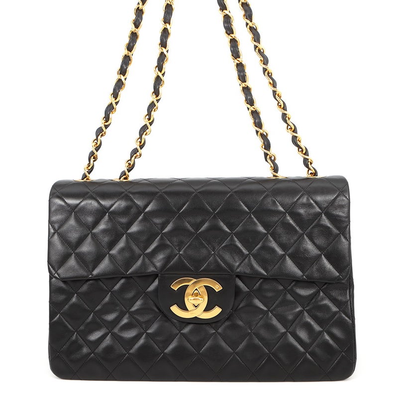 シャネル チェーンショルダーバッグ デカマトラッセ ココマーク シングルフラップ ラムスキン A01094 CHANEL 黒