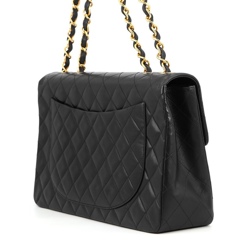 シャネル チェーンショルダーバッグ デカマトラッセ ココマーク シングルフラップ ラムスキン A01094 CHANEL 黒