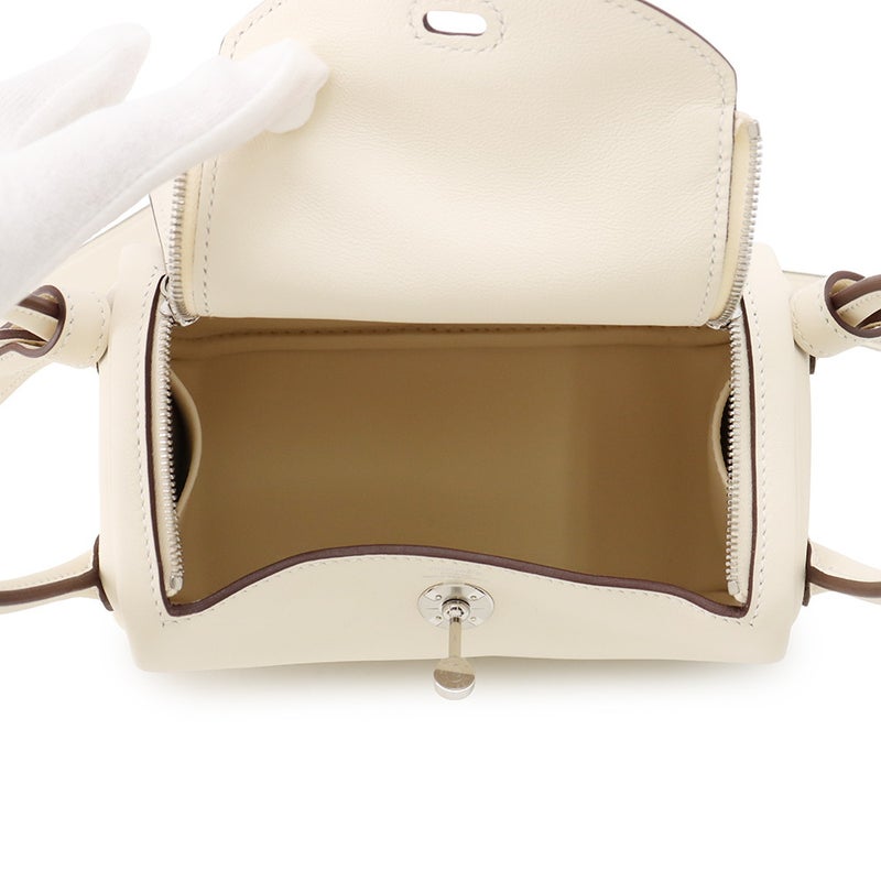 エルメス ハンドバッグ リンディ ミニ ナタ/シルバー金具 スイフト K刻印 HERMES バッグ 2wayショルダーバッグ