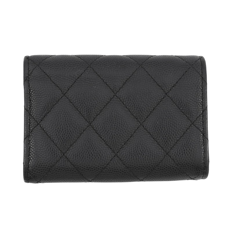 シャネル 三つ折り財布 マトラッセ ココマーク クラシック スモール フラップ ウォレット キャビアスキン AP0230 CHANEL 黒