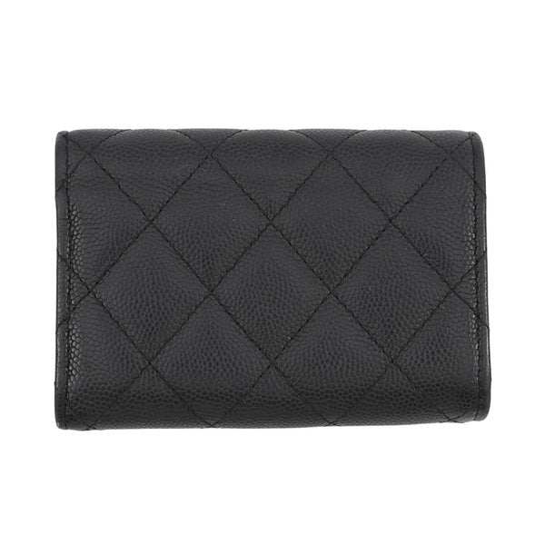 シャネル 三つ折り財布 マトラッセ ココマーク クラシック スモール フラップ ウォレット キャビアスキン AP0230 CHANEL 黒