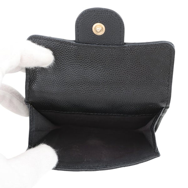 シャネル 三つ折り財布 マトラッセ ココマーク クラシック スモール フラップ ウォレット キャビアスキン AP0230 CHANEL 黒
