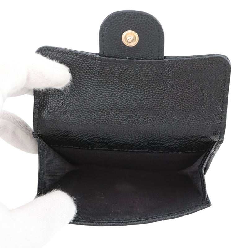 シャネル 三つ折り財布 マトラッセ ココマーク クラシック スモール フラップ ウォレット キャビアスキン AP0230 CHANEL 黒