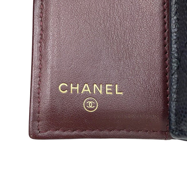 シャネル 三つ折り財布 マトラッセ ココマーク クラシック スモール フラップ ウォレット キャビアスキン AP0230 CHANEL 黒