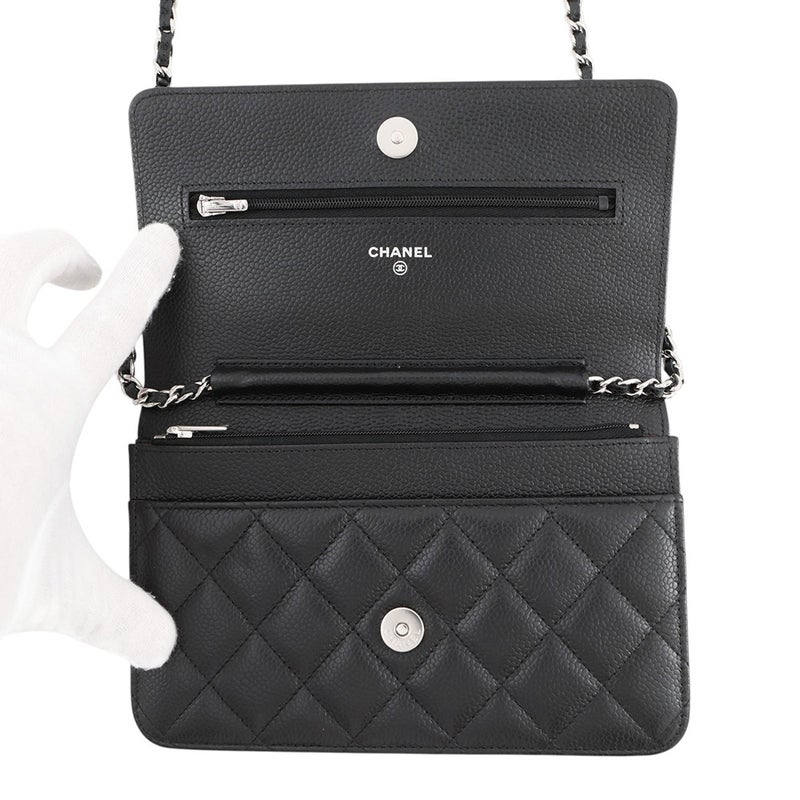 シャネル チェーンウォレット クラシック マトラッセ ココマーク キャビアスキン AP0250 CHANEL 財布 黒