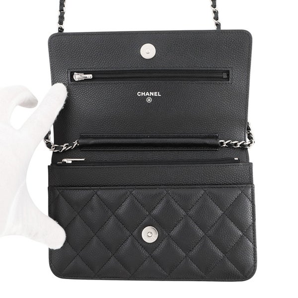 シャネル チェーンウォレット クラシック マトラッセ ココマーク キャビアスキン AP0250 CHANEL 財布 黒