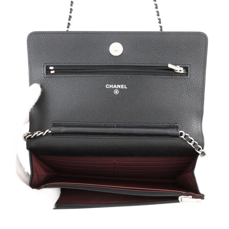 シャネル チェーンウォレット クラシック マトラッセ ココマーク キャビアスキン AP0250 CHANEL 財布 黒