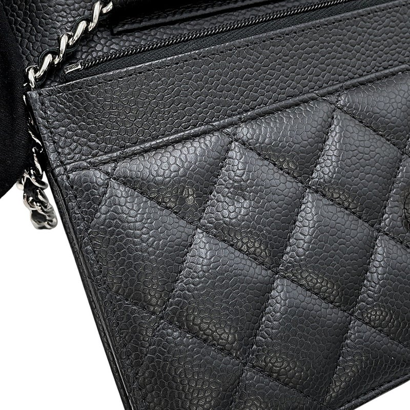 シャネル チェーンウォレット クラシック マトラッセ ココマーク キャビアスキン AP0250 CHANEL 財布 黒