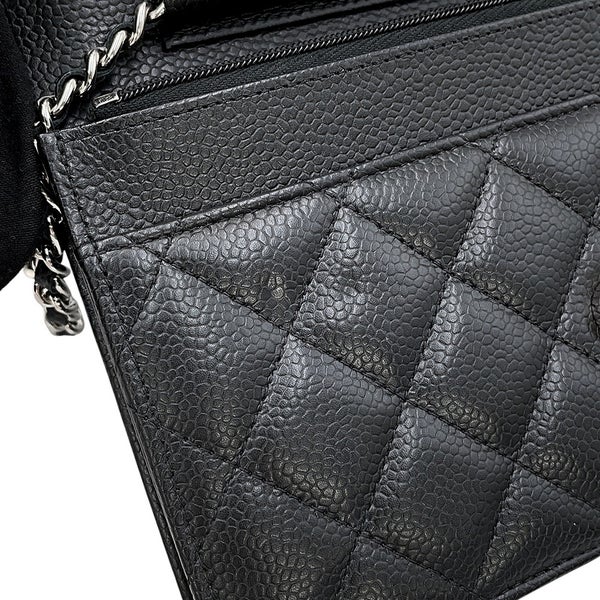 シャネル チェーンウォレット クラシック マトラッセ ココマーク キャビアスキン AP0250 CHANEL 財布 黒
