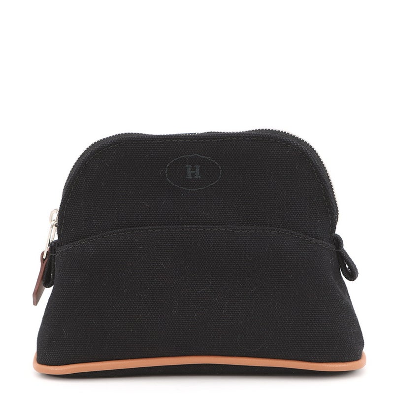 エルメス ポーチ ボリードポーチ ミニミニ ブラック/シルバー金具 コットン HERMES 小物入れ 黒