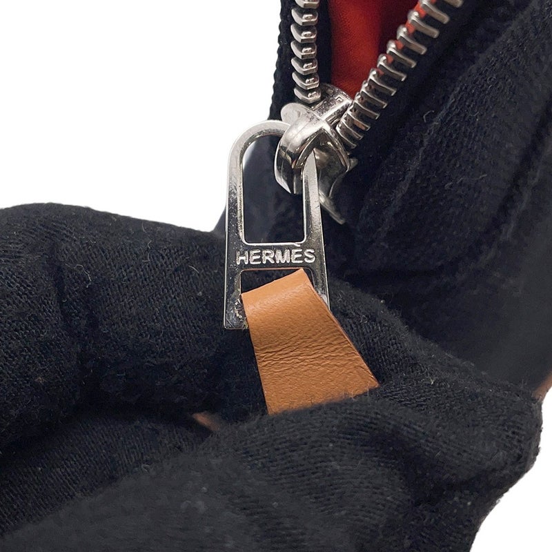エルメス ポーチ ボリードポーチ ミニミニ ブラック/シルバー金具 コットン HERMES 小物入れ 黒
