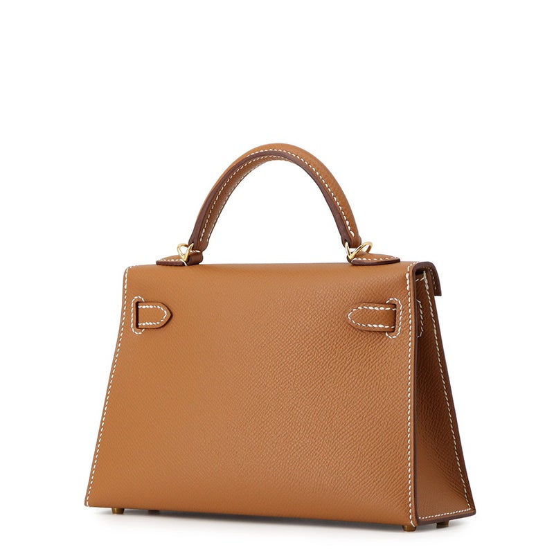 エルメス ハンドバッグ ミニケリー 外縫い ゴールド/ゴールド金具 エプソン K刻印 HERMES Kelly 2wayバッグ