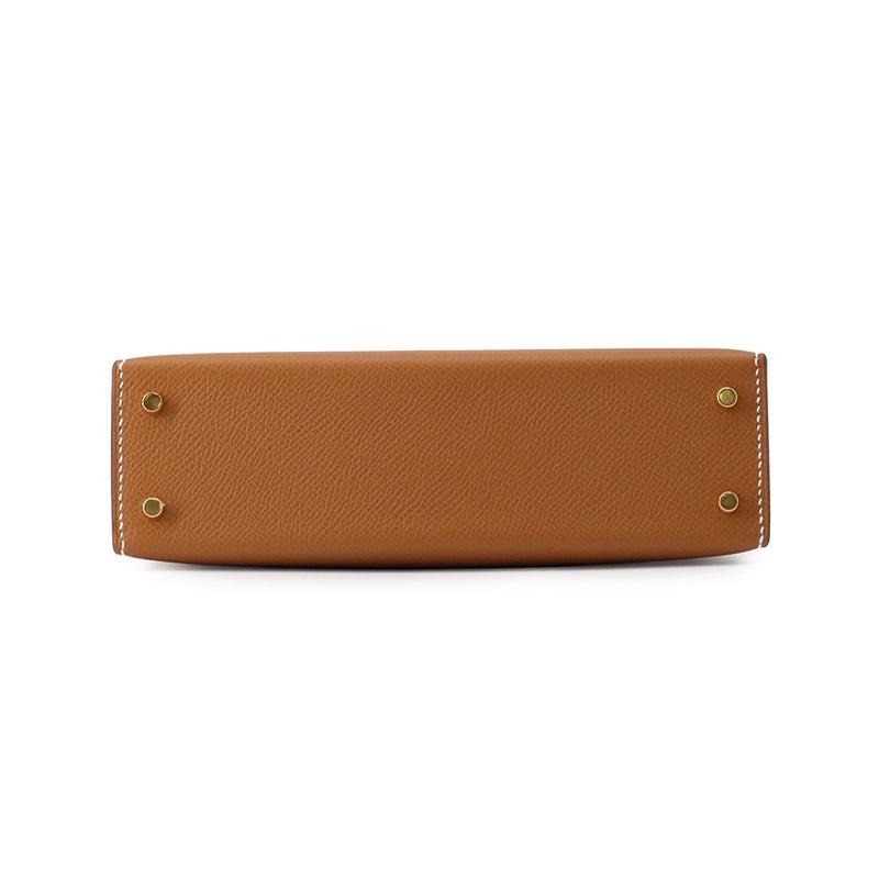 エルメス ハンドバッグ ミニケリー 外縫い ゴールド/ゴールド金具 エプソン K刻印 HERMES Kelly 2wayバッグ