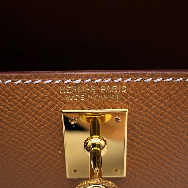 エルメス ハンドバッグ ミニケリー 外縫い ゴールド/ゴールド金具 エプソン K刻印 HERMES Kelly 2wayバッグ