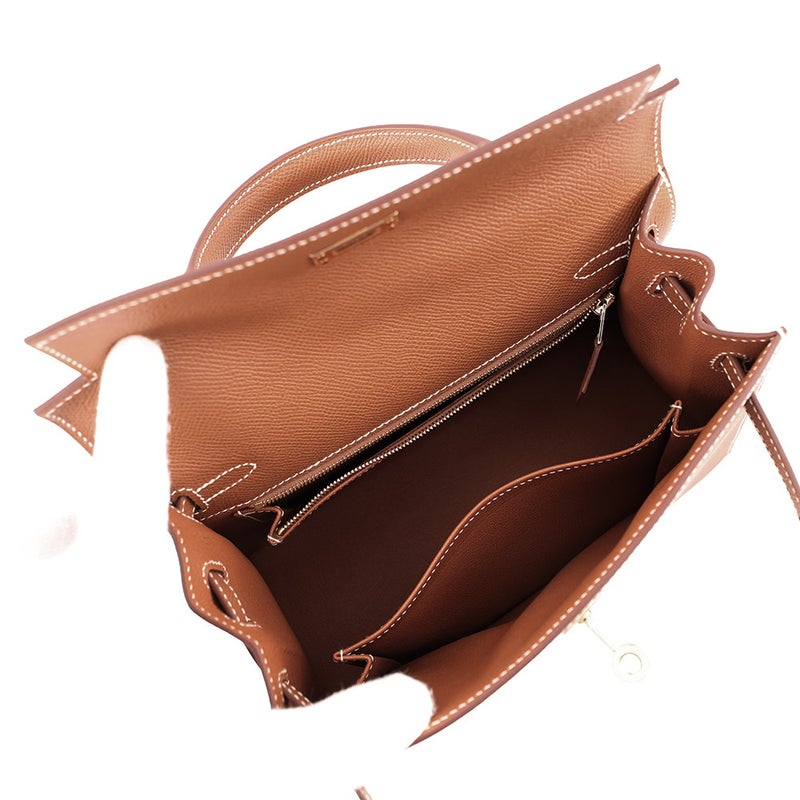 エルメス ハンドバッグ ケリー25 外 縫いゴールド/ ゴールド金具 エプソン G刻印 ２wayショルダー