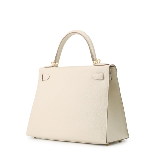 エルメス ハンドバッグ ケリー28 外縫い クレ/ゴールド金具 エプソン A刻印 HERMES Kelly 2wayバッグ