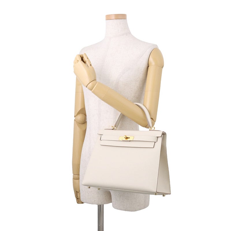 エルメス ハンドバッグ ケリー28 外縫い クレ/ゴールド金具 エプソン A刻印 HERMES Kelly 2wayバッグ